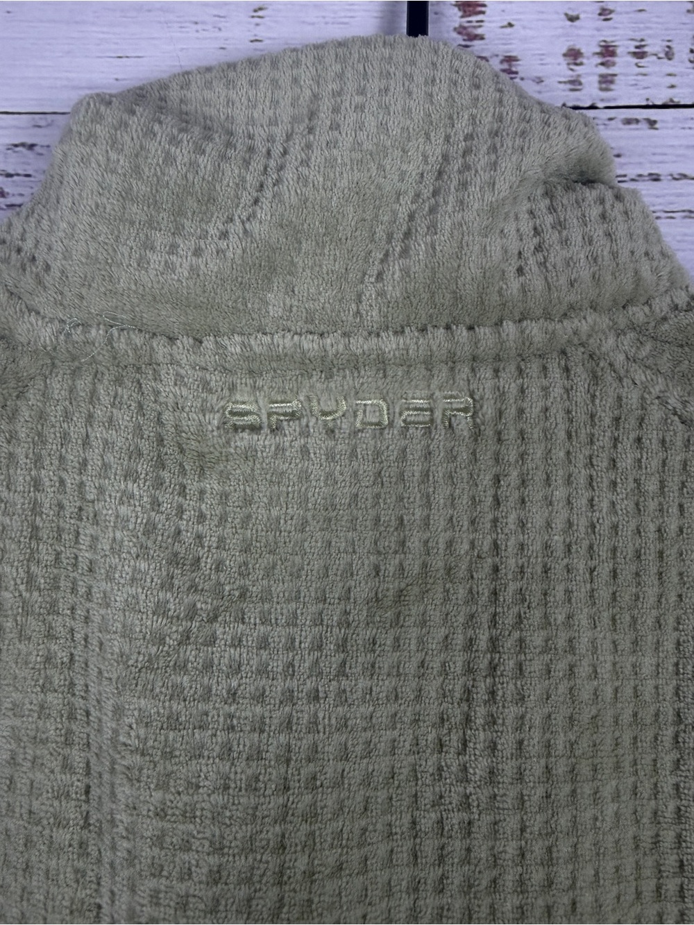 Spyder Women’s Sage Green Waffle Fleece Pullover Half Snap Pockets - Picture 7 of 9